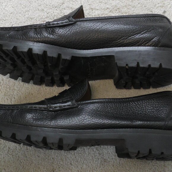 Salvatore Ferragamo Men\'s Black Leather Pebble Penny Loafers Size 10 With Box main image 5